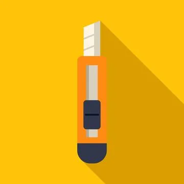 Utility knife box cutter tool flat icon Stock Illustration