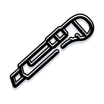 Utility knife box cutter tool line art icon Stock Illustration