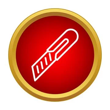 Utility knife box cutter tool icon in circle Stock Illustration