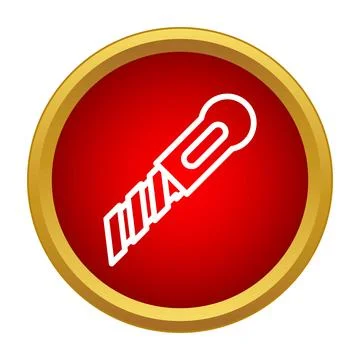 Utility knife box cutter tool outline icon Stock Illustration