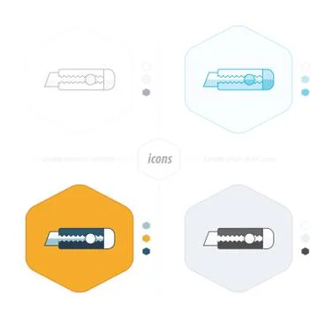 Utility knife icon 4 design 스톡 일러스트