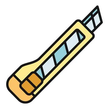 Utility knife icon showing cutter tool with sharp blade Stock Illustration