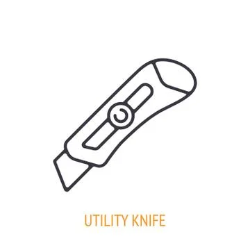 Utility knife outline icon. Vector illustration. Hand work tools Illustrazione stock