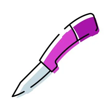 Utility knife with purple handle vector illustration Illustration