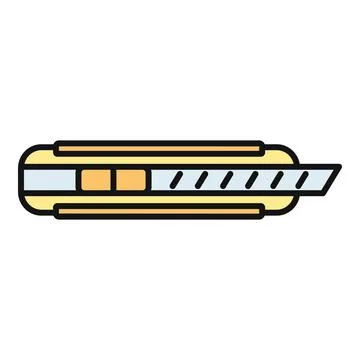 Utility knife tool with flat design colorful icon Stock Illustration