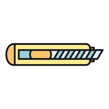 Utility knife with yellow casing and extending blade Stock Illustration