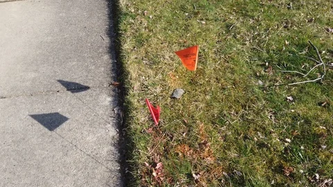 Utility Lawn Flags on Lawn Stock Footage 126708933