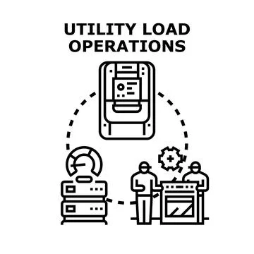 Utility load operations controlling resource consumption and energy managemen Stock Illustration