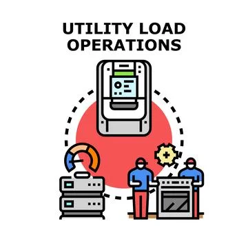 Utility load operations controlling resource consumption and energy managemen Stock Illustration