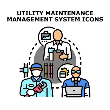 Utility maintenance management system operations concept Stock Illustration
