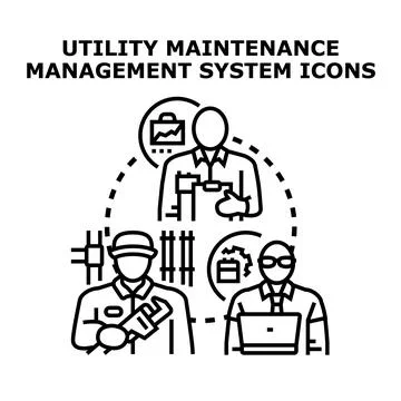 Utility maintenance management system operations concept Stock Illustration