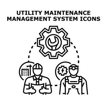 Utility maintenance management system planning and service Stock Illustration
