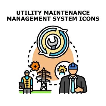 Utility maintenance management system service engineer concept Stock Illustration