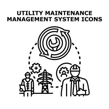 Utility maintenance management system service engineer concept Stock Illustration