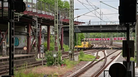 Utility Maintenance Railroad Car Train Entering Hamburg Central Station Stock-Footage 168992096