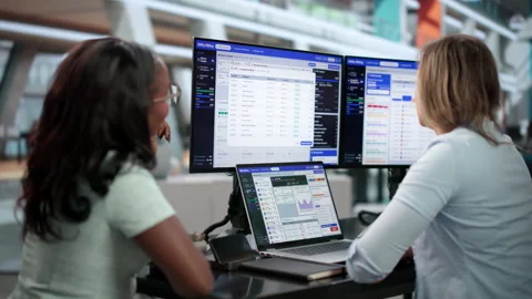Utility Manager Reviews Customer Billing Data Stock Footage 346319236
