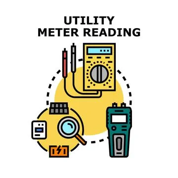 Utility meter reading and energy measurement service Ilustração Stock