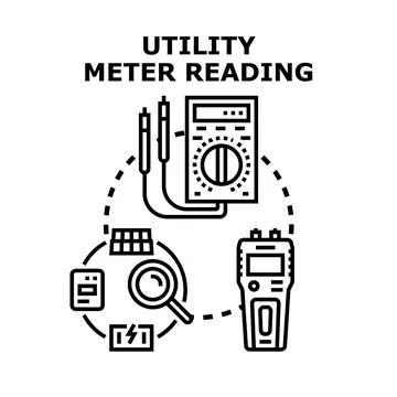 Utility meter reading and energy measurement service Ilustração Stock