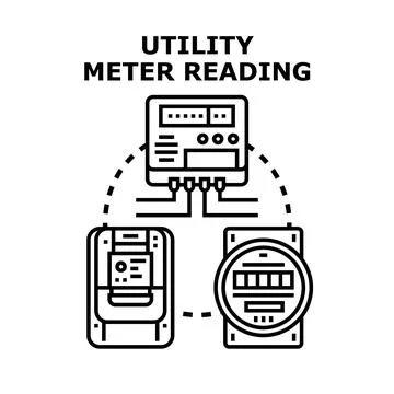 Utility meter reading concept with digital measuring device Stock Illustration