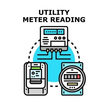 Utility meter reading concept with digital measuring device Stock Illustration