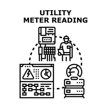 Utility meter reading process and smart system analysis イラスト素材