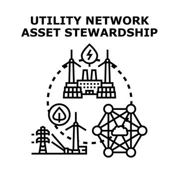 Utility network asset stewardship concept vector illustration Stock Illustration