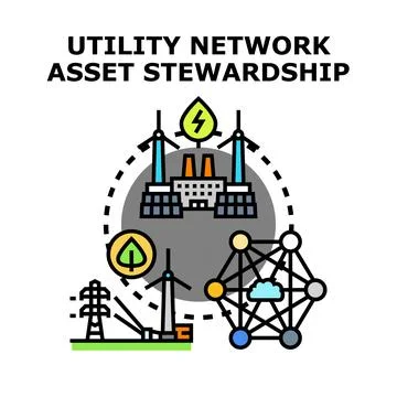 Utility network asset stewardship concept vector illustration Stock Illustration