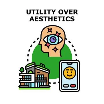 Utility over aesthetics concept for design and value Ilustración de archivo