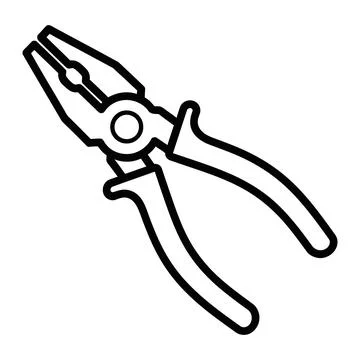 Utility pliers horizontal view outline drawing vector illustration graphic Stock Illustration