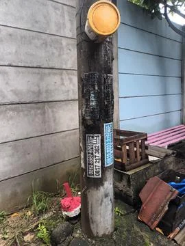 Utility Pole with Advertisements Stock Photos