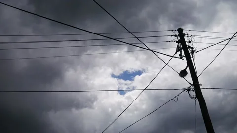Utility pole and stormy sky time-lapse. Stock Footage 131192211