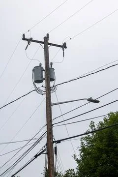 A utility pole in the city Stock Photos