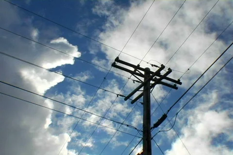 Utility pole with clouds Stock Footage 488263