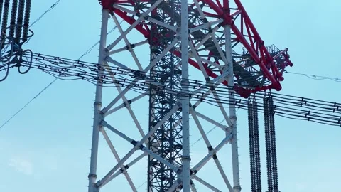 Utility pole consist of steel structure framing to support carry high-voltage 動画素材 326079293