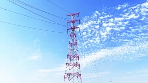 Utility pole consist of steel structure framing to support carry high-voltage Stock Footage 326079325