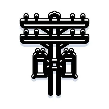 Utility pole distributing electrical energy to consumers Stock Illustration