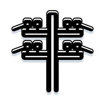 Utility pole distributing electricity and communication signals Stock Illustration
