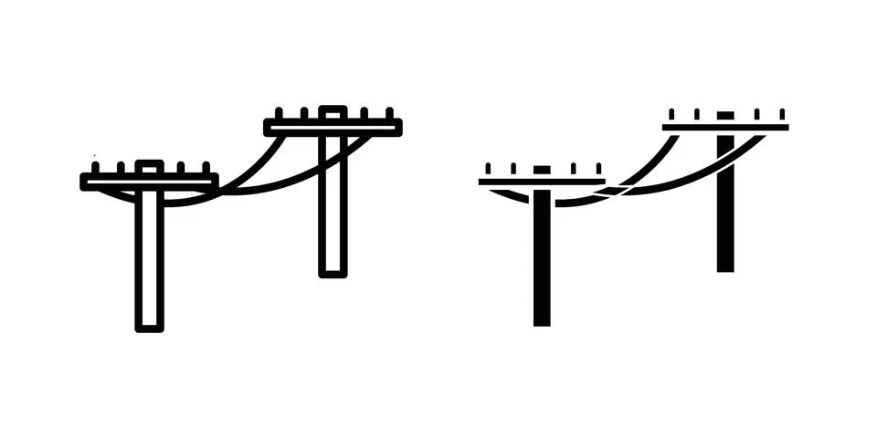 Utility pole icon drawing lines. Silhouette style vector bundle Illustrazione stock