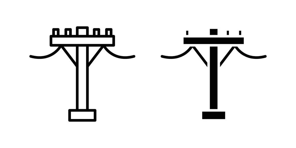Utility pole icon pack with silhouette and stroke web icons Stock Illustration