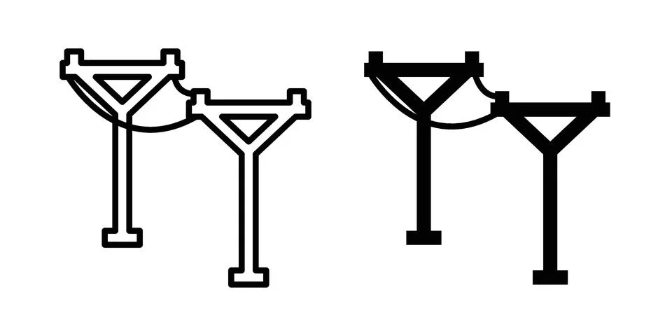 Utility pole icon silhouette vector set. thin line pack Stock Illustration