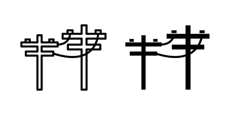 Utility pole icon symbol. Flat and Stroke Vector illustration Stock Illustration