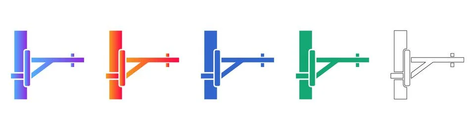 Utility Pole Support Bracket Icons Stock Illustration