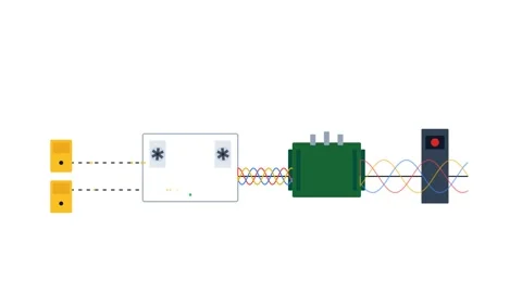 Utility Scale Centralized Solar Inverter Station Schematic with Dc to Ac Po.. Video stock 347696490