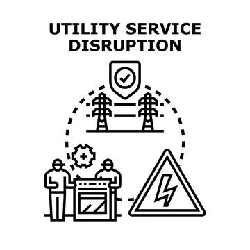 Utility service disruption concept with maintenance workers Illustrazione stock