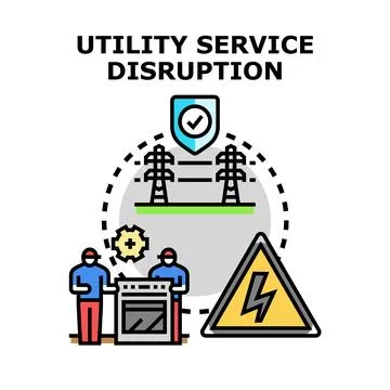 Utility service disruption concept with maintenance workers Illustrazione stock