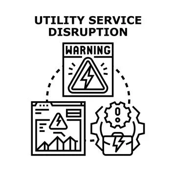 Utility service disruption warning with power outage concept 库存插图