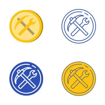 Utility token icon set in flat and line style Stock Illustration