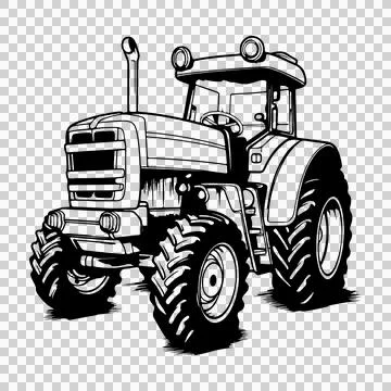 Utility Tractor Front Side stationary wheels Stock Illustration