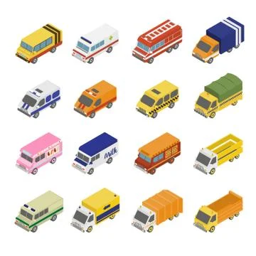 Utility Transport Icon Set. Flat 3d Isometric Stock Illustration