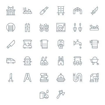 Utility Vector Icon Toolkit featuring 32 Editable 256x256 Thin Line elements イラスト素材